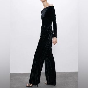 Zara black velvet trousers